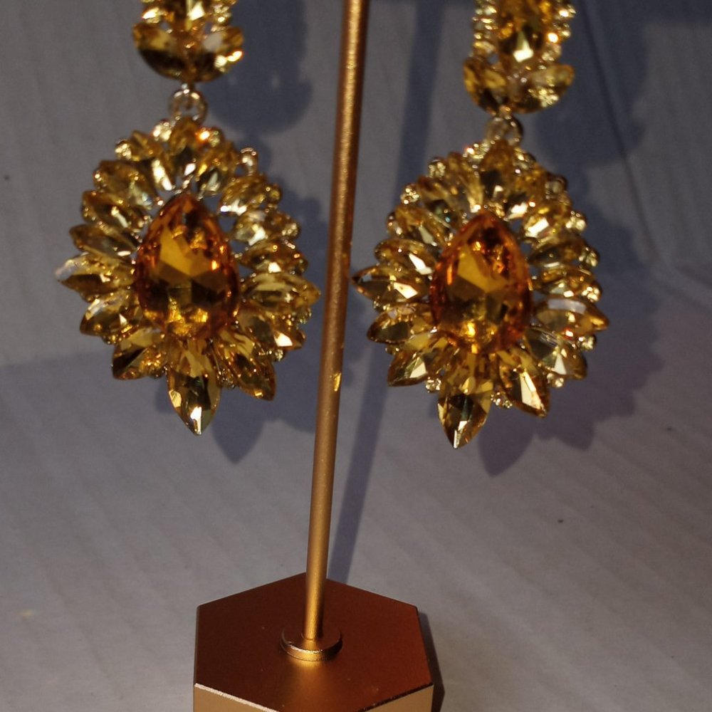 Yellow Citrine Statement Earrings - image 1